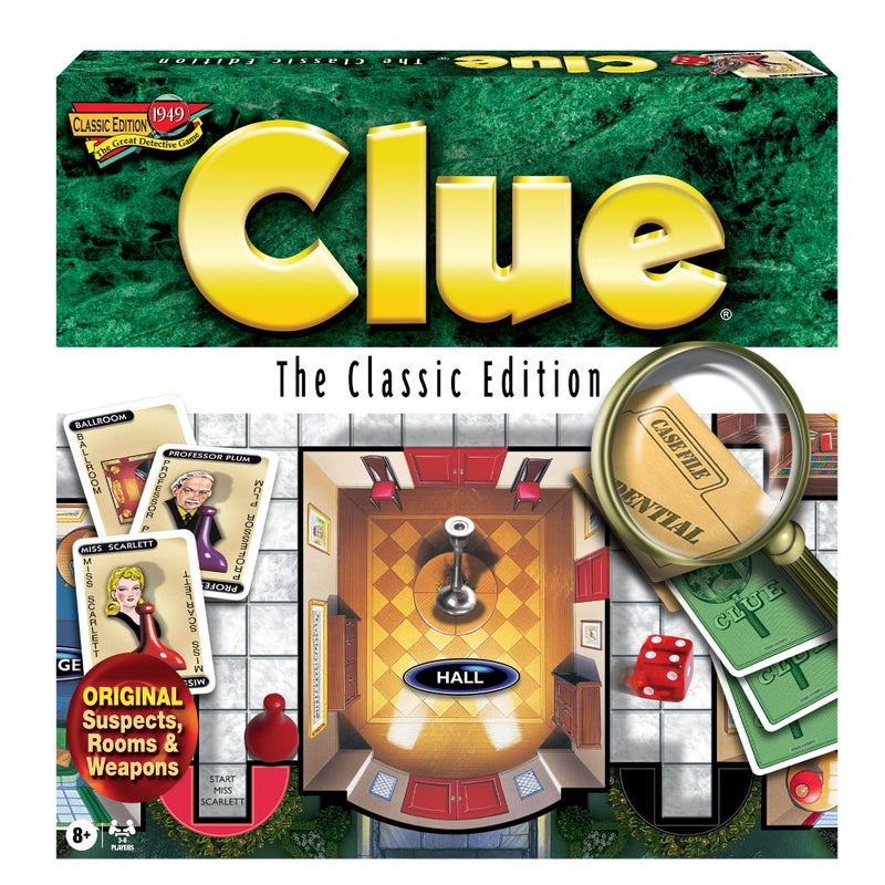 Winning Moves Games Clue Classic with 1949 Card Artwork & Suspects, by Winning Moves Games USA, Original Whodunnit Murder Mystery Game with Metal Weapons for 3to 6 Players, Ages 8 and up - Image 1